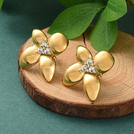 304 Stainless Steel Rhinstone Stud Earrings EJEW-Z081-01G-1
