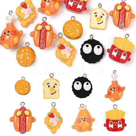 16Pcs 8 Styles Opaque Resin Pendants RESI-YW0003-16-1