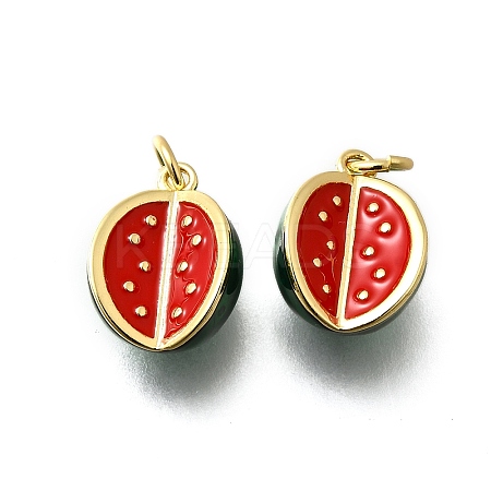 Brass Enamel Pendants KK-P295-15G-1