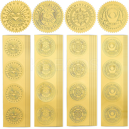 CRASPIRE 40 Sheets 4 Styles Self Adhesive Gold Foil Embossed Stickers DIY-CP0010-45-1