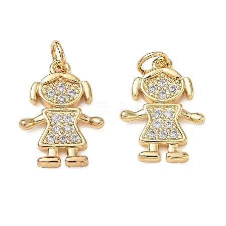 Brass Micro Pave Clear Cubic Zirconia Pendants CU-CBA9AFC-01G-15-1