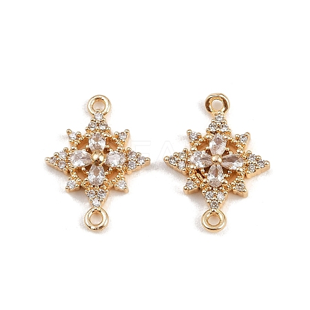 Brass Pave Clear Cubic Zirconia Connector Charms KK-C115-23G-1