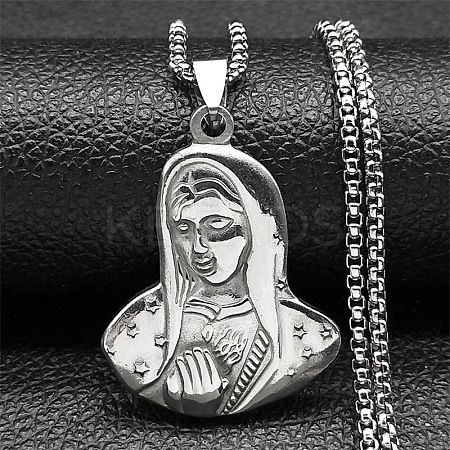 Virgin 201 Stainless Steel Pendant Necklaces for Men Women LS-NJEW-K283-17P-1