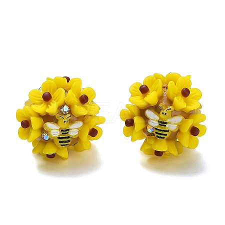 Polymer Clay Rhinestone Beads with Resin X-RESI-Z045-04-1