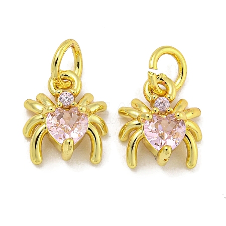 Rack Plating Brass Micro Pave Cubic Zirconia Spider Charms ZIRC-I065-02B-1