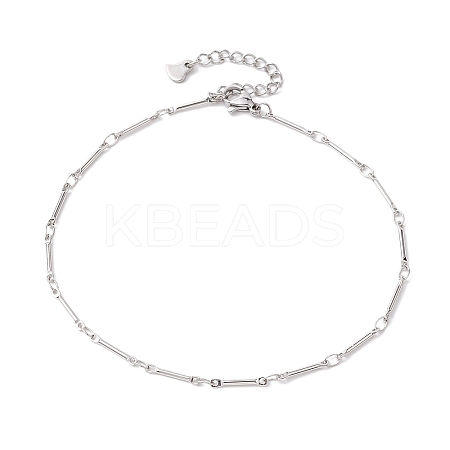 Brass Link Bar Chain Anklets for Women AJEW-AN00625-1