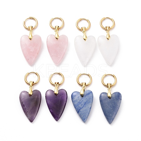 Heart Gemstone Dangle Hoop Earring for Women EJEW-JE05101-1