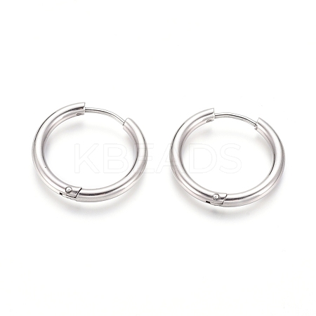 Tarnish Resistant 304 Stainless Steel Huggie Hoop Earrings EJEW-F111B-21mm-P-1