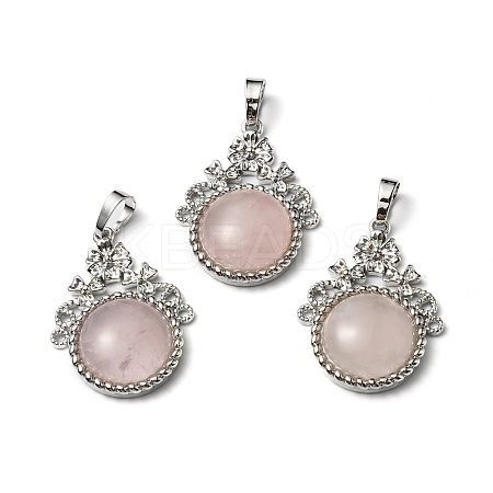 Natural Rose Quartz Pendants G-P498-01P-02-1