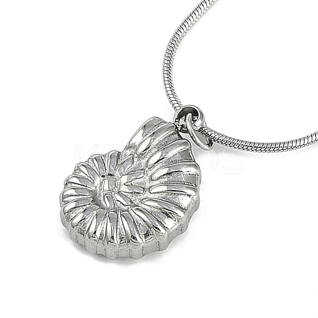 304 Stainless Conch Shell Shaped Pendant Round Snake Chain Necklaces NJEW-Z044-03P-1
