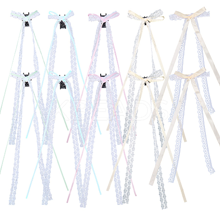 10Pcs 5 Colors  Polyester Resin Bowknot Hair Clips PHAR-CN0001-05-1