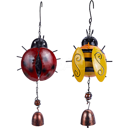 Gorgecraft 2Pcs 2 Styles Bee & Ladybug Wind Chimes HJEW-GF0001-40-1