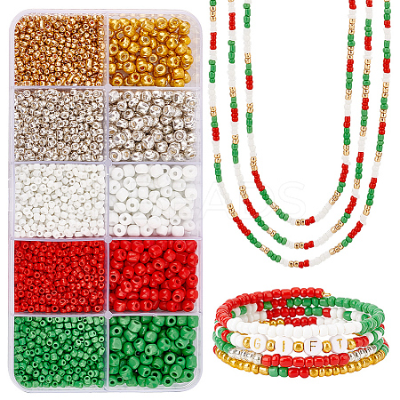 3500Pcs 10 Style Glass Round Seed Beads SEED-PH0002-15-1