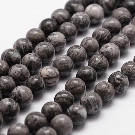 Natural Map Stone/Picasso Stone/Picasso Jasper Bead Strands G-D840-60-12mm-1
