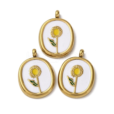 304 Stainless Steel Enamel Pendants STAS-P406-23G-1