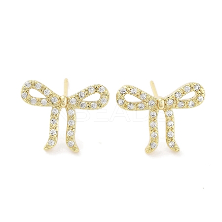 Brass Cubic Zirconia Stud Earrings for Women EJEW-S217-B04-1