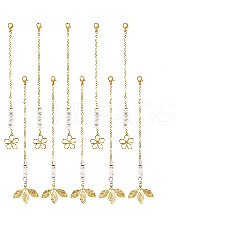 Leaf Brass & Alloy Flower Cup Pendant Decorations HJEW-AB00496-1