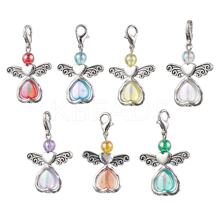 7Pcs 7 Colors Angel Acrylic Pendant Decorations X1-HJEW-JM01736-01-1