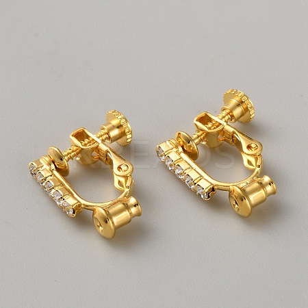 Brass Micro Pave Cubic Zirconia Clip-on Earring Findings KK-WH20017-001G-1