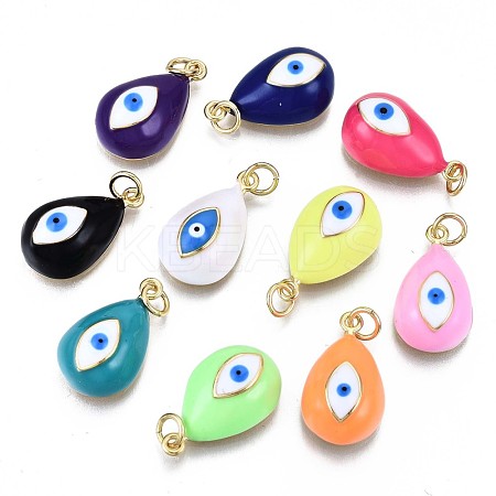 Real 16K Gold Plated Brass Enamel Pendants KK-S061-78-NR-1