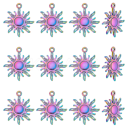12Pcs Rainbow Color Alloy Pendants FIND-LP0001-55-1