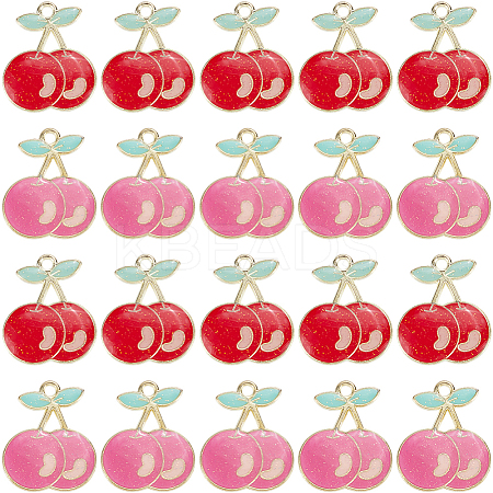 40Pcs 2 Colors Light Gold Plated Alloy Enamel Pendants FIND-SC0013-20-1