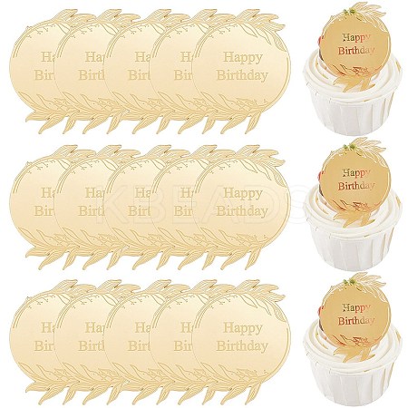 21Pcs Birthday Theme Mirror Effect Acrylic Birthday Cupcake Insert Card Decoration AJEW-SP0001-75-1