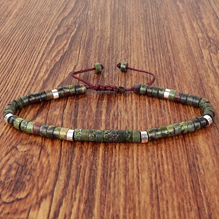 Natural Dragon Blood Heishi Beads Adjustable Braided Bracelets for Men Women BX7041-15-1