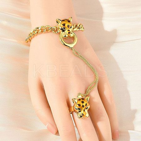 Brass Micro Pave Cubic Zirconia Mittens Bracelets BJEW-C085-01G-1