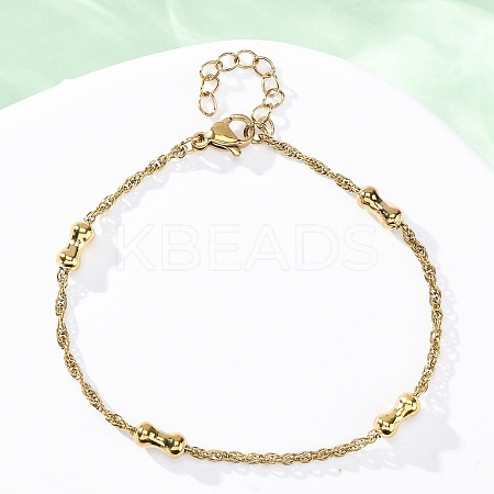 304 Stainless Steel Rope Chain Bracelets for Women BJEW-C094-02G-1