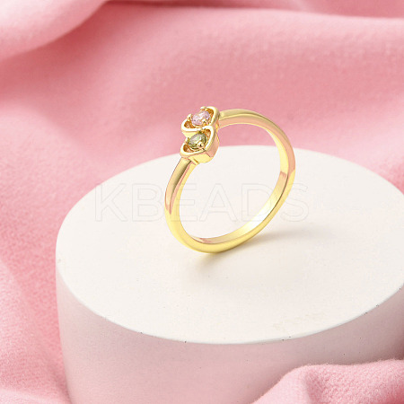 Brass Micro Pave Cubic Zirconia Open Cuff Rings for Women RJEW-R005-07G-1