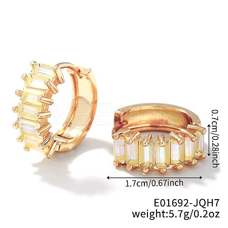 Cute Square Candy Brass Cubic Zirconia Hoop Earrings XX8349-17-1