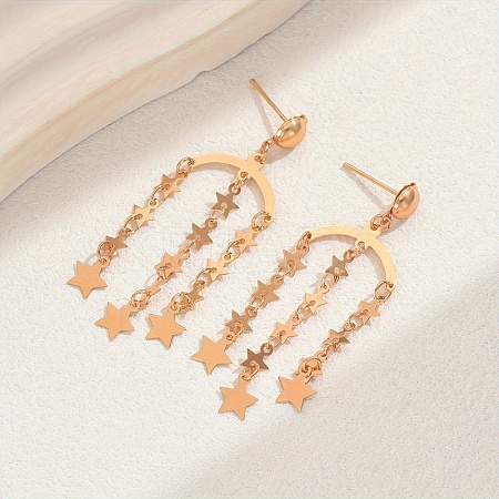 Geometric Brass Tassel Stud Earrings GB2596-1-1