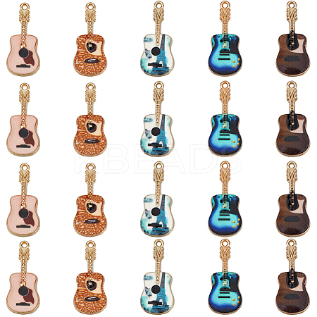 40Pcs 5 Colors Rack Plating Golden Tone Alloy Pendants ENAM-SC0005-16-1