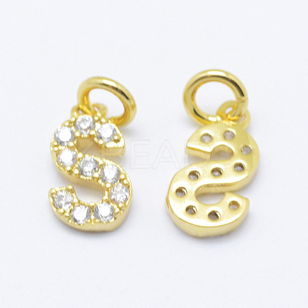 Brass Micro Pave Grade AAA Cubic Zirconia Charms X-ZIRC-P067-11G-S-NR-1