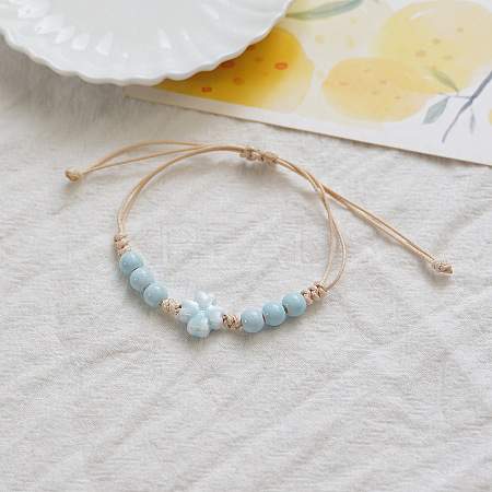 Clover Ceramic Beads Braided Bead Bracelets FS-WGDB922-03-1