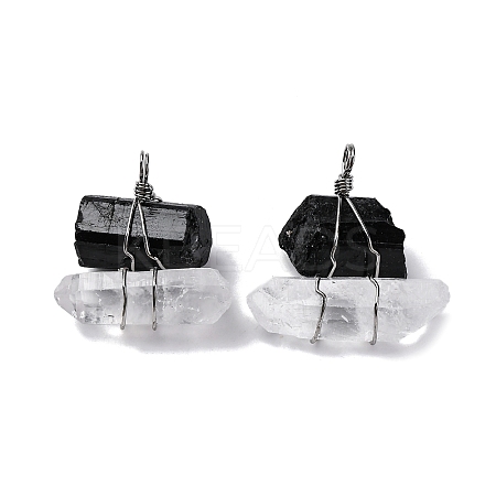 Natural Tourmaline & Quartz Crystal Nuggets Big Pendants G-K338-43P-04-1