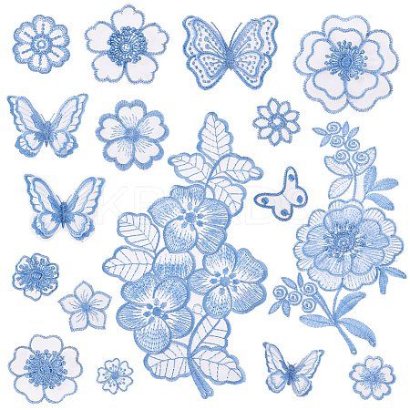 16Pcs 16 Styles Embroidery Lace Appliques DIY-GA0007-45-1