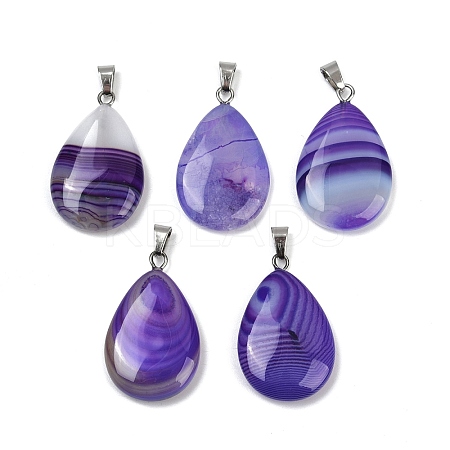 Dyed Natural Banded Agate Pendants G-G202-09A-1