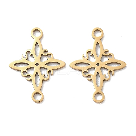 304 Stainless Steel Rhombus Flower Connector Charms STAS-G361-04G-1
