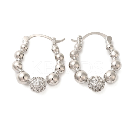 Brass Micro Pave Clear Cubic Zirconia Hoop Earrings EJEW-G399-02P-1