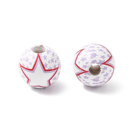 Independence Day Themes Wood European Beads LS-WOOD-I014-01F-1