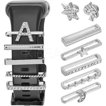 10Pcs Moon & Letter Alloy Watch Band Charms FIND-NB0003-20-1