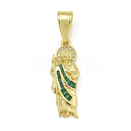 Rack Plating Brass Pave Cubic Zirconia Pendants KK-U029-05G-1