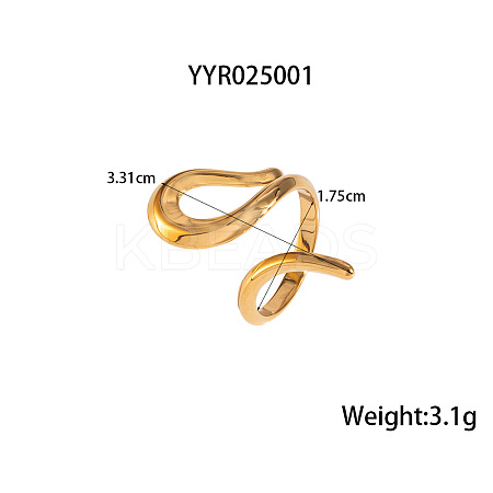 304 Stainless Steel Snake-Shaped Cuff Rings for Women FT0606-1-1
