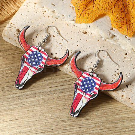 American Flag Independence Day Wood Dangle Earrings and Accessories PL5125-3-1