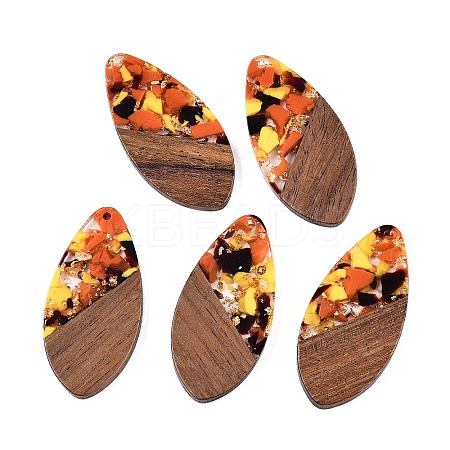 Transparent Resin and Walnut Wood Pendants RESI-T057-05M-1