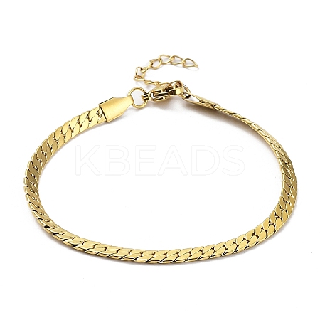 Ion Plating(IP) 304 Stainless Steel Curb Chain Bracelet BJEW-K226-01D-G-1