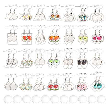 DIY Blank Dome Stainless Steel Dangle Earrings Making Kits DIY-AN0001-09P-1