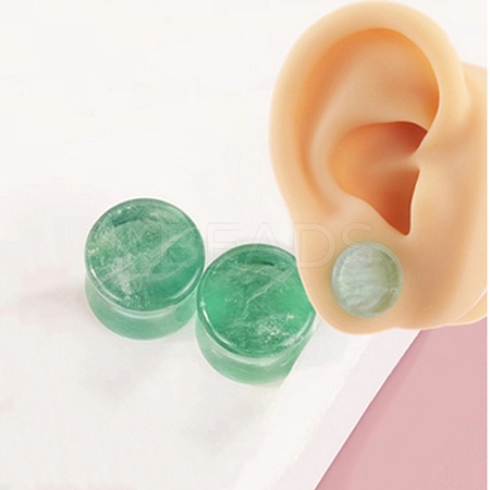 Natural Green Aventurine Ear Gauges Flesh Tunnels Plugs EJEW-P293-02B-1